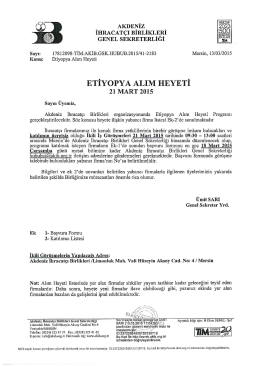 Etiyopya Alım Heyeti - Akdeniz İhracat&ccedil;ı Birlikleri