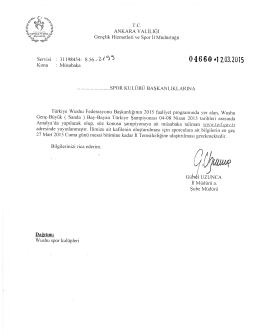 ANKARA yALiLiGi - Ankara Gen&ccedil;lik ve Spor İl M&uuml;d&uuml;rl&uuml;ğ&uuml;