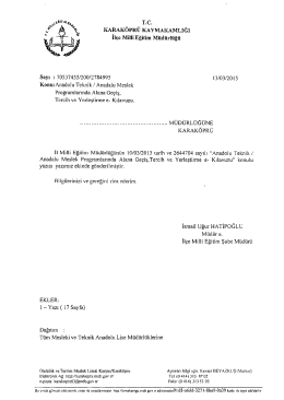 Tüm Mesleki ve Teknik Anadolu Lisesi Müdürlüklerine