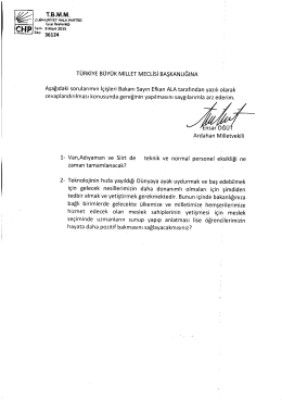 TÜRKİYE BÜYÜK MİLLET ıvıEcLisi BAŞKANLIĞINA