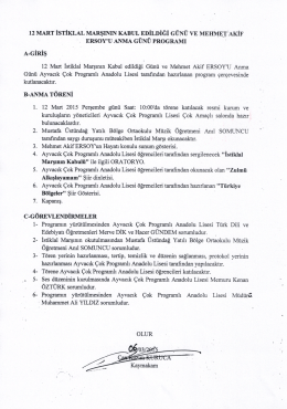 12 MART İSTİKLAL MARŞININ KABUL EDİLDİĞİ G&Uuml;N&Uuml; vE MEHMEI