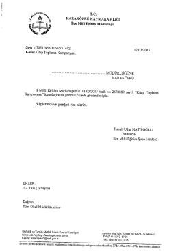 Tüm Okul Müdürlüklerine - Kitap Toplama Kampanyası
