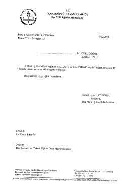 Tüm Mesleki ve Teknik Eğitim Okul Müdürlüklerine