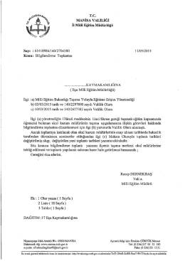 T.c. MANİSA vALİLİĞİ - Ahmetli İl&ccedil;e Milli Eğitim M&uuml;d&uuml;rl&uuml;ğ&uuml;