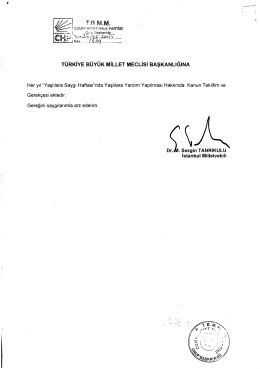 TÜRKiYE BÜYÜK MİLLET MEcLisi BAŞKANLıĞıNA