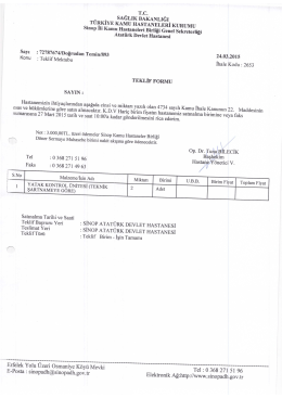 YATAK KONTROL ÜNİTESİ ALIMI 27/03/2015 10:00`a kadar