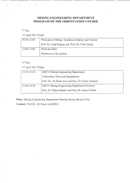 mınıng engıneerıng department program of the orıentatıon course