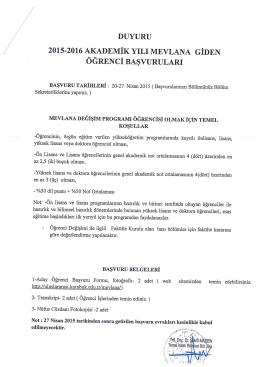 2015-2016 akademik yılı mevlana gide &ouml;ğrenci başvuruları