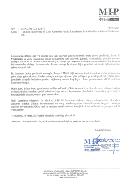 Tarım İl M&uuml;d&uuml;rl&uuml;ğ&uuml; ve Zirai Karantina Analiz Raporlarına Tabi