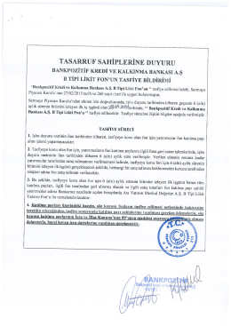 TASARRUF sAHİPLERİNE DUYURU