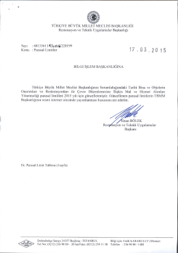 2015 Yılı G&uuml;ncellenmiş Parasal Limitler