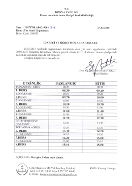 Zaman Çizelgesi - Konya Anadolu İmam Hatip Lisesi