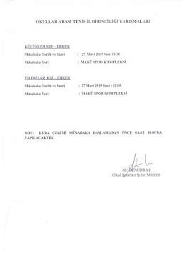 oKULLAR ARASI TENİS İL BİRİNCİLİĞİ YARIŞMALARI