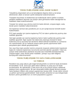 Yükseltilmiş Döşeme Temizlik Talimatı