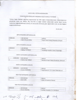 T&uuml;rkiye Değer &ouml;d&uuml;lleri Yarışması Se&ccedil;ici Kurulu Tutanağı 27.03.2015