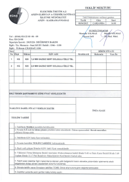 Teknik Şartname - Afşin-Elbistan A Termik Santrali