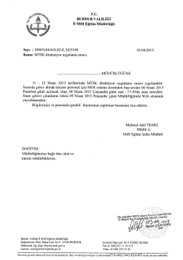 T.c. BURDUR VALİLİĞİ İı Miıı&icirc; Eğitim M&uuml;d&uuml;rl&uuml;ğ&uuml;