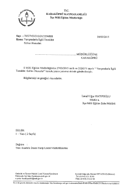 Tüm Anadolu İmam Hatip Lisesi Müdürlüklerine
