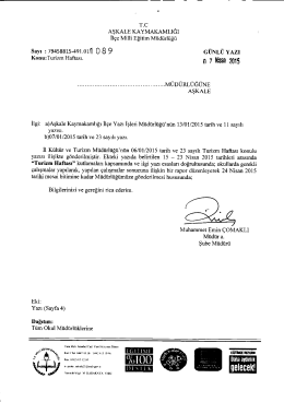 Turizm Haftası - aşkale il&ccedil;e mill&icirc; eğitim m&uuml;d&uuml;rl&uuml;ğ&uuml;