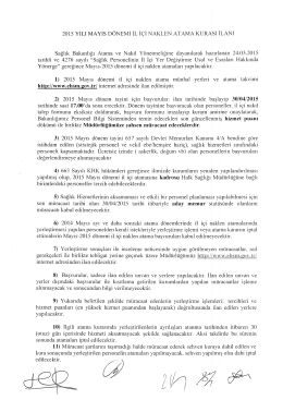 İlan Metni - Erzurum Halk Sağlığı M&uuml;d&uuml;rl&uuml;ğ&uuml;