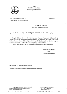 T.c. MANİSA VALİLİĞİ ll Milli Eğitim M&uuml;d&uuml;rl&uuml;ğ&uuml;
