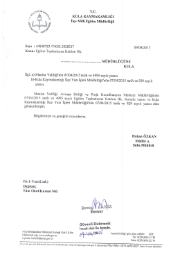 Eğitim Toplantısına Katılım Hk. (T&uuml;m Okul/Kurum M&uuml;d.) 10.04.2015
