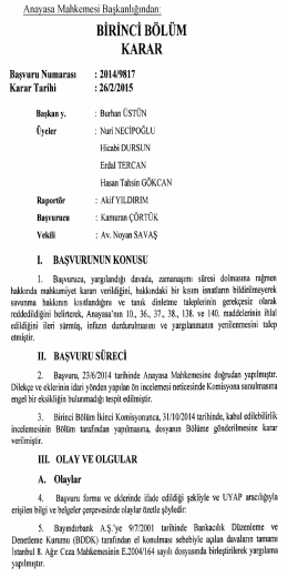 BİRİNCİ B&Ouml;L&Uuml;M - Resmi Gazete