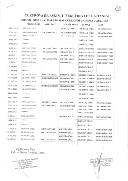&ccedil;alışma &ccedil;izelgesi i&ccedil;in tıklayınız - &Ccedil;ukurova Dr. Aşkım T&uuml;fek&ccedil;i Devlet