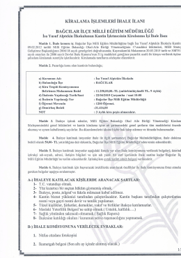 bağcılar_ İsa Yusuf Alptekin ilkokulu kantin ihale ilanı