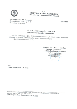 2014-2015 Eğitim &Ouml;ğretim Yılı Bahar Yarıyılı İşletme Anabilim Dalı