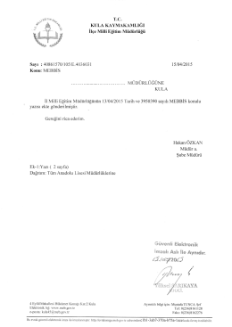 MEBBİS (Tüm Anadolu Lisesi Müd.) - Kula İlçe Milli Eğitim Müdürlüğü