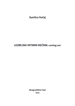 Sunčica Vučaj LEZBEJSKI INTIMNI REČNIK: coming out