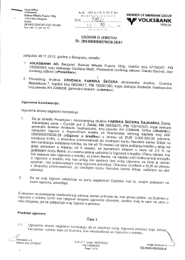 11. Ugovor o jemstvu sa Volks Bankom