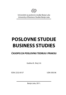 poslovne studije business studies časopis za poslovnu teoriju i praksu
