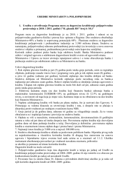 Uredbe ministarstva poljoprivrede (.pdf) (download 250 KB)