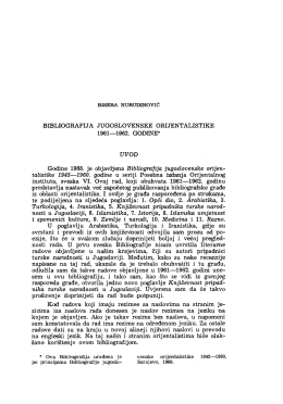 Bibliografija jugoslovenske orijentalistike 1961-62