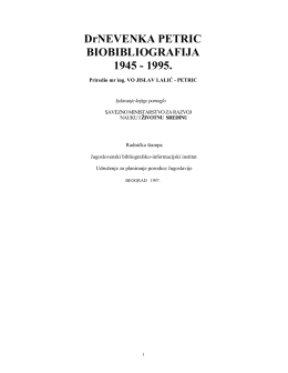 DrNEVENKA PETRIC BIOBIBLIOGRAFIJA 1945