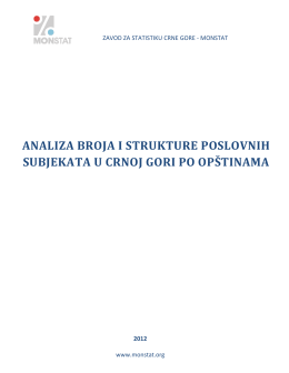 Analiza broja i strukture poslovnih subjekata u Crnoj Gori