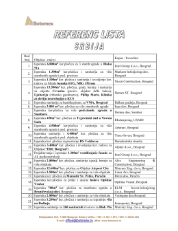 Red. broj Objekat - radovi Kupac / Investitor 1. Isporuka