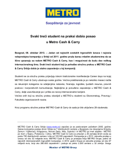 Saopštenje za javnost - METRO Cash & Carry Srbija