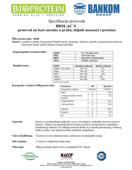 Specifikacija proizvoda Biolac S... 385 kb