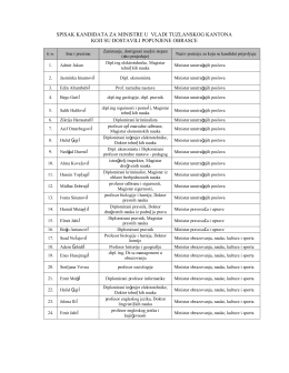 spisak kandidata za ministre u vladi tuzlanskog kantona koji su