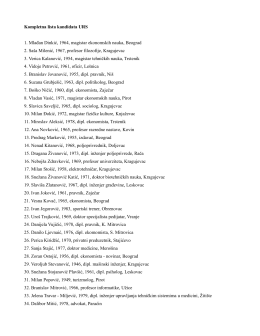 Kompletna lista kandidata URS 1. Mlađan Dinkić, 1964, magistar
