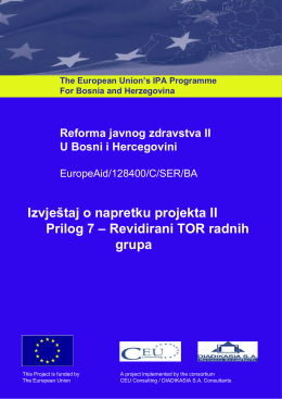 Izvještaj o napretku projekta II Prilog 7 – Revidirani TOR radnih grupa