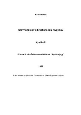 Karel Makoň - Srovnání jogy s křesťanskou mystikou, Mystika II