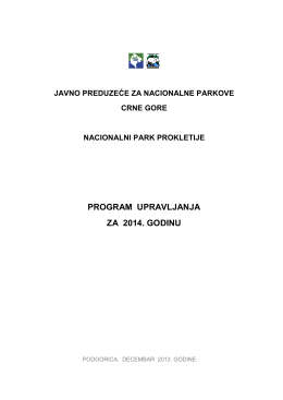 Program upravljanja NP Prokletije - 2014.