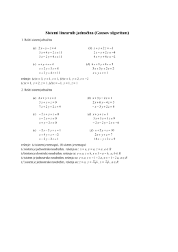 Sistemi linearnih jednačina (Gausov algoritam)