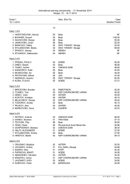 16.11.2014 Event 1 Men, 50m Fly Open 15.11.2014 Startlist P