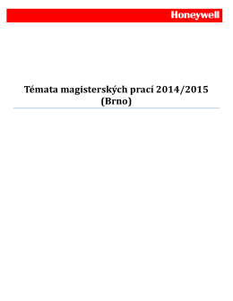 Honeywell Témata magisterských prací 2014/2015 (Brno)