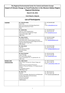 List of Participants - The Regional Environmental Center for Central
